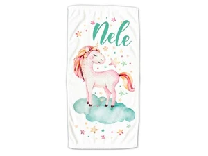 Kinder Handtuch Einhorn & Sterne, personalisiert m. Namen, Geschenk Aquarell - Bild 1 von 4