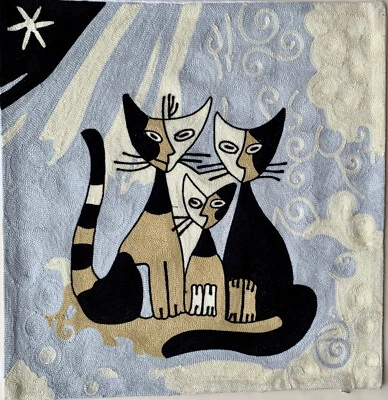 Abstract Cat Art Embroidered Throw Pillow Cover 18x18 - Image 1 of 2