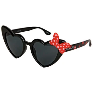 Disney Minnie Mouse Heart Shaped Polka Dot Print Sunglasses with Bow Black - Picture 1 of 5