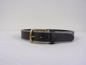 Nautica BONDED LEATHER Belt     SIZE: 28/70 Boys     BROWN w/BLUE Striped Trim - Picture 1 of 3