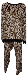 Womens Ladies 2pc Print Long Sleeve Velour Lounge Pajama Set Sz 2X 18-20 NEW - Picture 1 of 9