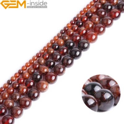 Natural Stone Orange Garnet Spacer Beads for Making Jewellery 15" Semi Precious  - Image 1 of 4