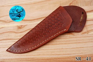 HAND MADE PURE COW LEATHER SHEATH FOR FIXED BLADE KNIFE - SR 41 - Picture 1 of 5