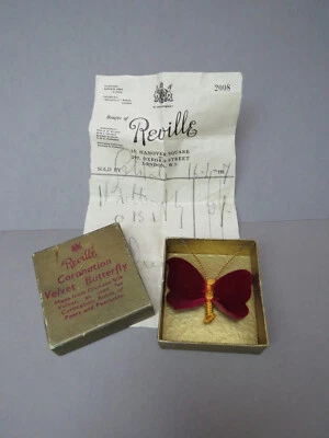 King George VI Coronation Velvet Butterfly Brooch in Box & Original Receipt - Image 1 of 4