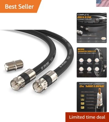 15FT RG6 Coaxial Cable with Compression Connectors - Sturdy & Reliable - Image 1 of 4