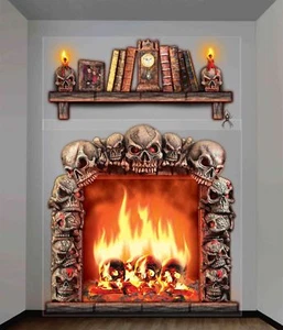 2 Giant Haunted House Wall Decorations Fireplace Skulls Halloween Prop 20 sq ft - Picture 1 of 1