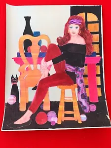 Unique ONE OF A KIND Ready To Frame OIL Art Work UNIQUE Woman & Cat 29/23 ❤️m9 - Picture 1 of 12