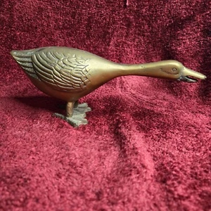 Vintage Solid Brass Duck Goose Figurine Unisilver Los Angeles CA Taiwan - Picture 1 of 10