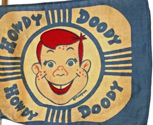 RARE vintage 1950s HOWDY DOODY flag Kagran detached from wooden dowel pole/TLC - Picture 1 of 9