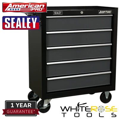 Sealey Rollcab 5 cajones con rodamientos de bolas deslizables negro/gris American Pro Foto 1 de 4