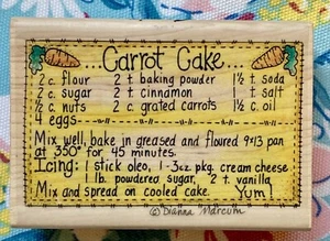 NEW & RARE! CARROT CAKE RECIPE by Dianna Marcum Stampassions 1998 easter baking - Picture 1 of 2