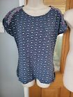 MANTARAY MULTI ABSTRACT PRINT SHORT SLEEVE TOP EMBROIDERED SHOULDER SIZE 10