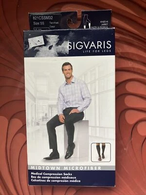 Sigvaris MEN Medical Compression Socks 15-20 mmHg Tan Knee-High SS New - Image 1 of 4