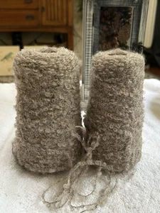 Lot 2 Cone Spool SOFT Boucle Suri Huarizo Alpaca Wool Yarn w/N 15.5oz 438gr 8045 - Picture 1 of 5