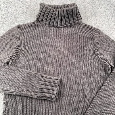 Suéter Eddie Bauer Mujer Gris Medio Cuello Alto Grueso Tejido Mezcla Algodón Foto 1 de 4