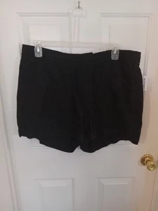 Old Navy Women's Shorts Black Size Xl Linen Blend 3.5i Pull On High Rise Stretch - Picture 1 of 13