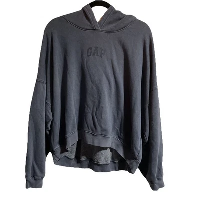 Gap Hoodie Womens Size XL Blue Vintagesoft Arch Logo Oversized Cropped Fleece - Image 1 of 4