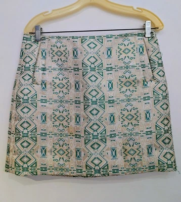 J Crew многоцветный слоновой кости золото зеленый геометрический печать карман мини юбка размер. 6  - Изображение 1 из 4