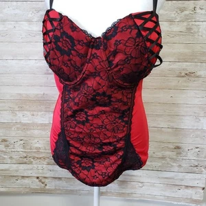 ❤️‍🩹❤️‍🩹Body Rage Red & Black Strapped & Lace Corset Size 2XL❤️‍🩹❤️‍🩹 - Picture 1 of 7