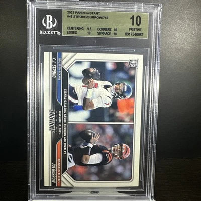 2023 Panini Instant NFL /749 CJ Stroud Joe Burrow #46 Rookie RC Beckett 10 - Image 1 of 3