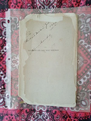 Goodby and Hail Уолт Уитмен 1892 1-е издание Подписано Горацием Л. Траубелем - Изображение 1 из 4