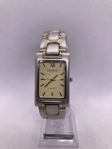 Orologio da polso Geneve Donna Quarzo Cinturino Argento & Tono Oro Metallo NUOVA BATTERIA! - Foto 1 di 7