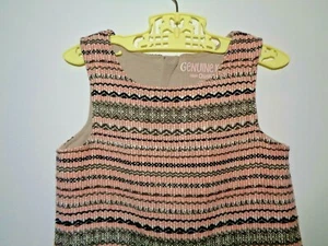 Winter Jumper Tank Dress Romper Genuine Kids Oshkosh  4T Wool Knit Pink Gray - Picture 1 of 6