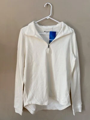 Champion Auténtica Cremallera Cuello Redondo Blanca Manga Larga Para Mujer XL - Camisa Atlética Foto 1 de 4