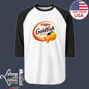 Goldfish Food Snack Men's Raglan Black Size S to 2XL - Picture 1 of 1