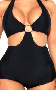 Fashion Nova [M] Sophia Cut Out Einteiler Badeanzug schwarz - Neu mit Etikett - Bild 1 von 6