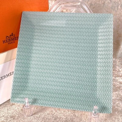 Hermes Paris Square Plate 15cm Chevrons Green Porcelain Tableware with Case - Image 1 of 4