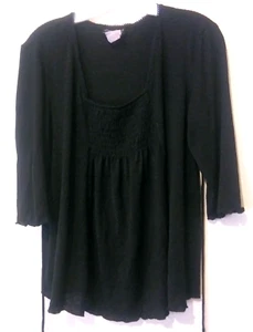 Crave Apparel Black Ruched Maternity Top Shirt Blouse Large L - Picture 1 of 8