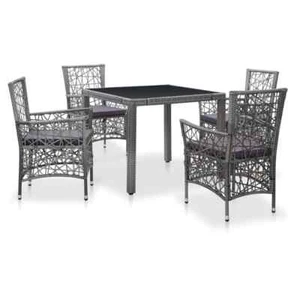 Patio Dining Set Outdoor Furniture Set Table and Chairs Poly Rattan vidaXL - Picture 1 of 30