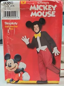 Simplicity 9386 MICKEY MOUSE Jacket, Pants, Gloves, Shoes, Head Sz XS-XL UNCUT - Picture 1 of 5
