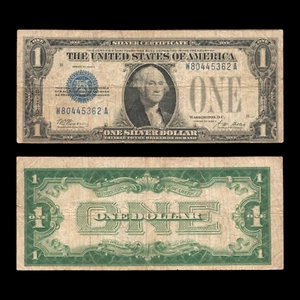 1928A $1 One Dollar Silver Certificate Note, Off Center 1st Printing Error, F+ - Picture 1 of 4