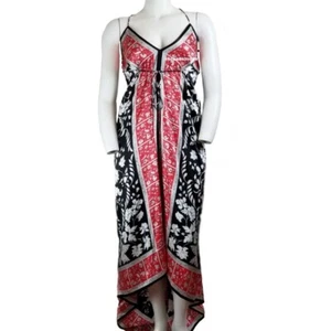 JS Collections Handkerchief Hem Strapped Maxi Dress Red Womens Size 12 NWT - Picture 1 of 12
