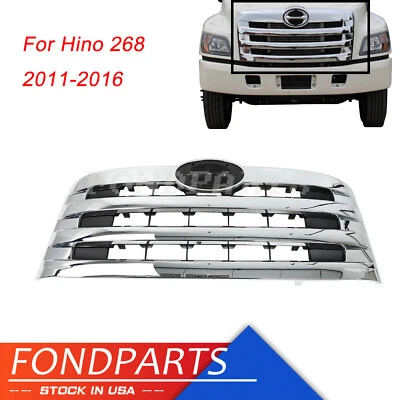 1 PC Chrome Horizontal Billet Main Grille For 2011-2016 Hino 268 258 238 338 Foto 1 de 4