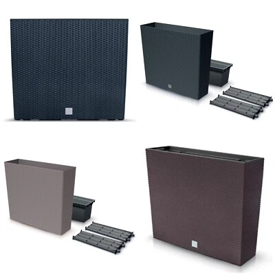 Tall Rectangular Rattan Planter with Removable Liner Indoor Outdoor Garden Decor - Image 1 of 4