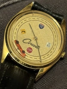 VINTAGE CORVETTE WATCH WITH MOVING CAR ON WATCHFACE EXTREMELY RARE - Picture 1 of 6