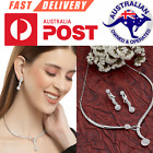 Bridal Jewellery Set Women Silver Plated White Studded Earring Necklace Wedding