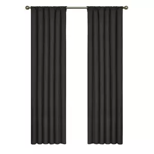 Eclipse Kendall Blackout Polyester Window Curtain Panel in Black - 42 in. W x 54 - Picture 1 of 5