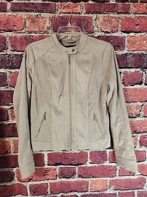 Faux Suede Lined Jacket NWT Tan Size M *stain C84 - Image 1 of 4