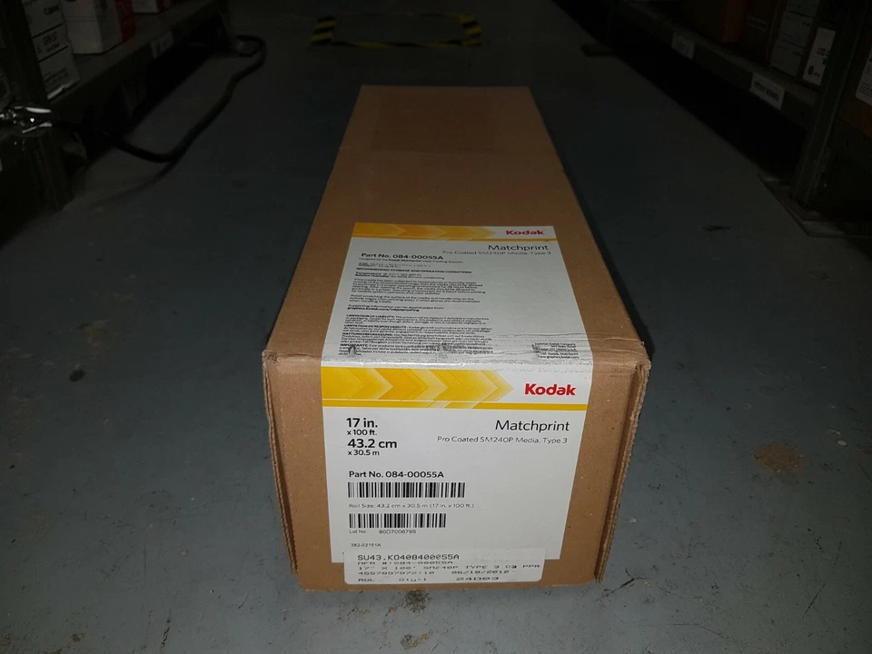 Genuine Kodak 084-00055A Matchprint Pro Coated SM240P, Type 3, Roll - 17" x 100' - Image 1 of 1