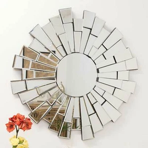 Extra Large Mirror Wall Round Modern All Glass Silver 2Ft11 X 2ft11 90cm X 90cm - Picture 1 of 11