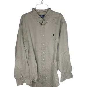 Ralph Lauren Shirt Mens Extra Large Khaki Button Down Cotton Long Sleeve RL Pony - Picture 1 of 14
