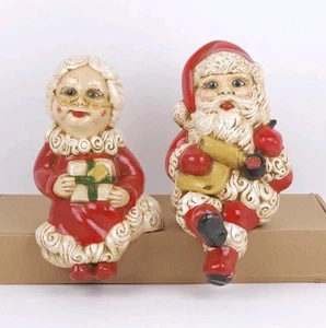 Vintage Mr and Mrs Santa Claus Mold Ceramic Shelf Sitting Figures Large 1985 - Picture 1 of 20