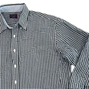 UNTUCKit Men's Long Sleeve Button Down Gingham Shirt Sz L 100% Cotton Navy White - Picture 1 of 7