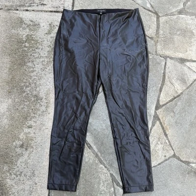 Banana Republic Womens XL Faux Fur Black Leggings Stretch Sleek Biker Fitted - Image 1 of 4