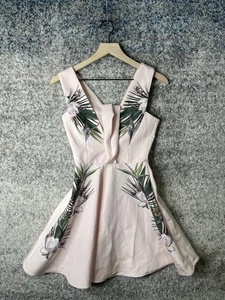 Abito stylestalker donna XS rosa floreale aderente e svasato skater senza maniche scollo a V - Foto 1 di 9