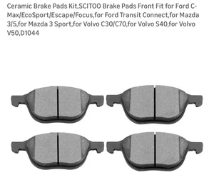 Ceramic Brake Pads Kit,SCITOO Brake Pads Front Fit for Ford C-,Volvo V50,D1044 - Bild 1 von 10